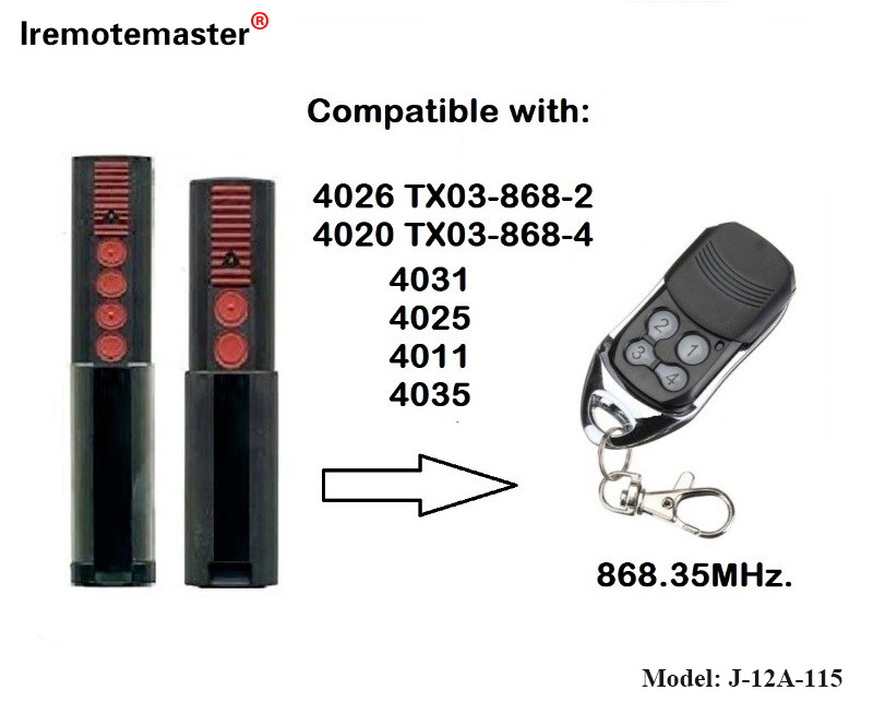 Vir 4020 4026 TX03-868-4 Afstandsbediening 868mhz TX03-8-4 Rolling Code