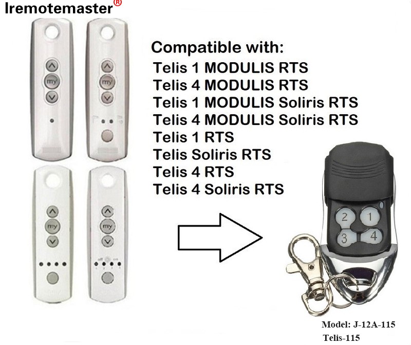 Vir Telis 1 RTS Telis Soliris RTS 4 RTS Motorhuisdeur-afstandsbediening 433.42MHz